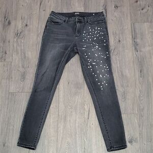 Black Embellished Skinny Jeans for Women